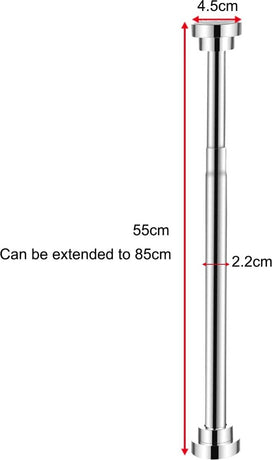 Clothes rail - Clothes rack - Wardrobe rack - Clothes rail - 50cm - Stainless steel - silver - Adjustable - Extendable - without drilling - for 55-85 cm Wardrobe