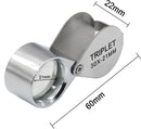 pieces - Jeweler's loupe - Diamond loupe - Pocket size - Magnification 30x + 20x + 10x - 60 * 25 * 18 mm - Silver - Metal