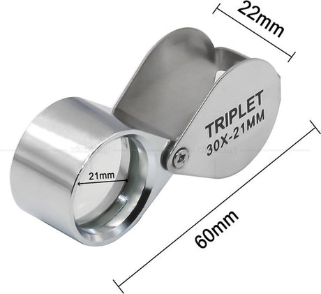 pieces - Jeweler's loupe - Diamond loupe - Pocket size - Magnification 30x + 20x + 10x - 60 * 25 * 18 mm - Silver - Metal