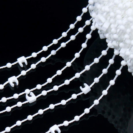 Roman Blind Chain - 20M - with 5 mating connectors - Roller Blind Chain - Curtain Parts - White - Plastic - for 89 mm slats - For repairing roller blinds Shades