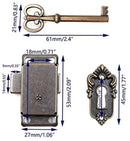 4 Pieces - Furniture Lock - Iron - 53*27 mm - Red Bronze - With Key and Screws - Furniture Locks - Safety Cabinet Lock - Drawer Lock - Lock with Key - For Furniture, Cabinet and Drawer
