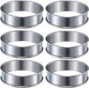 Muffin Rings - 6 Pieces - Cake Rings - Stainless Steel - Round - Non-Stick - Double Curled Edge - Scone Rings - Mousse Ring Cake Mold - Cake Rings - Baking Molds - Suitable for Cakes, Pastries, Cookies and Sandwiches - 8.5*2.5cm - Silver