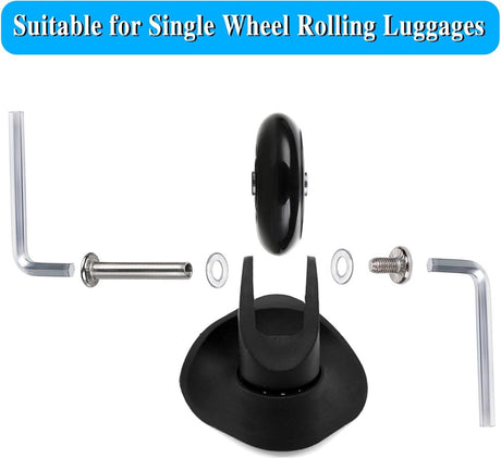 Set of 2 - Suitcase wheels - Replacement wheels for suitcases - Rubber casters - Bearings - Repair kits - 50mm x 18mm - Spare wheels - Suitcase - Casters - Luggage wheels - With screws - Wheels - Caster wheel - Suitcase wheels replacement set
