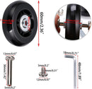 Set of 2 - Suitcase wheels - Replacement wheels for suitcases - Rubber casters - Bearings - Repair kits - 60mm x 18mm - Spare wheels - Suitcase - Casters - Luggage wheels - With screws - Wheels - Caster wheel - Suitcase wheels replacement set