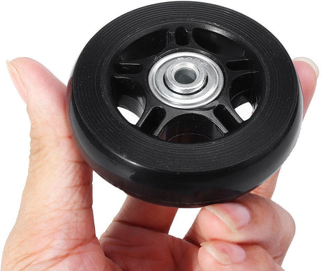 Set of 2 - Suitcase wheels - Replacement wheels for suitcases - Rubber casters - Bearings - Repair kits - 60mm x 18mm - Spare wheels - Suitcase - Casters - Luggage wheels - With screws - Wheels - Caster wheel - Suitcase wheels replacement set