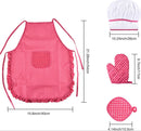 Set of 11 pieces - Kitchen apron - Kitchen - Children's cooking apron tool set - pink red - 28*23.5*2.8cm - cloth