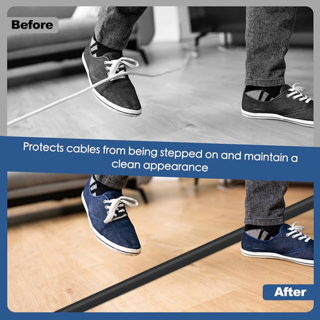 Cable bridge bottom - Self-adhesive cable duct - PVC - Cable duct floor - Concealing cables - Cable protection - Power cables suitable for homes, offices, hotels and warehouses - 100 x 2 x 1 cm - Black