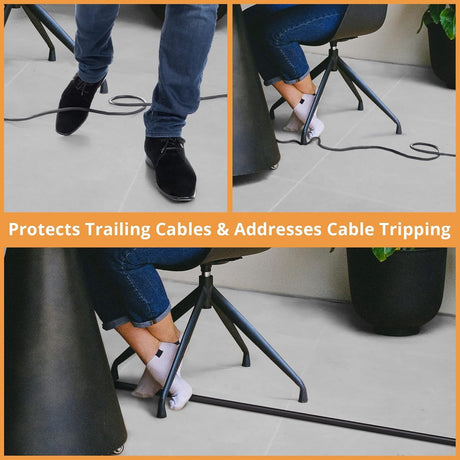 Cable bridge bottom - Self-adhesive cable duct - PVC - Cable duct floor - Concealing cables - Cable protection - Power cables suitable for homes, offices, hotels and warehouses - 100 x 2 x 1 cm - Black