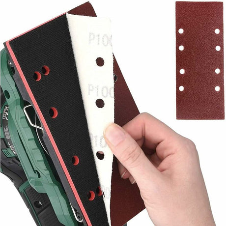 40 pieces - rectangular sandpaper - 60/80/120/240 - grit sandpaper for orbital sander - For wood and metal - 93 x 185 mm - self-adhesive - hook and loop