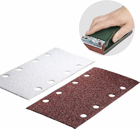 40 pieces - rectangular sandpaper - 60/80/120/240 - grit sandpaper for orbital sander - For wood and metal - 93 x 185 mm - self-adhesive - hook and loop