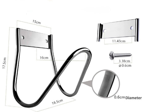 Garden Hose Holder - Stainless Steel - Silver - 17.5 x 15 x 16 cm - Wall-Mounted Hose Bracket - Garden Hose Reel - Hose Holder - Garden Hose Hanging System - Garden Tool Storage - For Hanging Garden Hoses, Ropes and Extension Cords