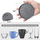 Coasters with Holder - 6 pieces - Coasters for Glasses - Glass Coasters for the Table - Coasters - Silicone - Non-slip - Black - Round - Raised edges to prevent spills - Coasters for hot or cold drinks to protect table tops
