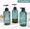 Soap dispenser - 3 pieces - Empty travel bottles - shampoo conditioner, shower gel dispenser - pump dispenser - empty bottles - 500 ml - blue - plastic - refillable - with labels - for travel and bathroom