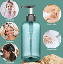 Soap dispenser - 3 pieces - Empty travel bottles - shampoo conditioner, shower gel dispenser - pump dispenser - empty bottles - 500 ml - blue - plastic - refillable - with labels - for travel and bathroom