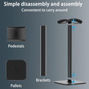 Headphone Holder - Headset Stand - Aluminum - Headphone Hook - Headset Holder - Universal - For Your Desk - 100x100x245mm - Black
