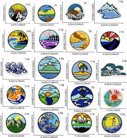 Iron-on patches for clothing - Embroidered emblems for jackets and jeans - 20 pieces