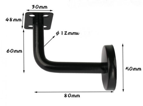 5 pieces - Handrail holder - handrail brackets - wall bracket - handrail support rod - Staircase Handrail Support - 6*8 cm - black - stainless steel - for stairwells, indoors and outdoors - for square/horseshoe-shaped handrails