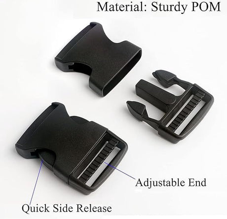 Buckles and closures - 20mm snap buckle - Black plastic - 4 pieces