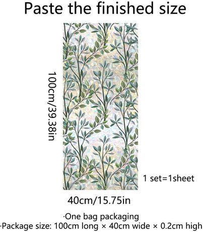 Window film - 40 x 100cm - Sun protection & insulating - Static - Static self-adhesive adhesive film - Decorative film - Stained glass - Green vines - PVC
