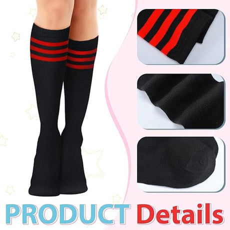 3 pairs - Socks - Striped socks - Tubular socks - Sports socks - Long socks for women - Knee socks - Women's knee socks - Warm - Simple - 3 colors - Polyester - 35*19cm