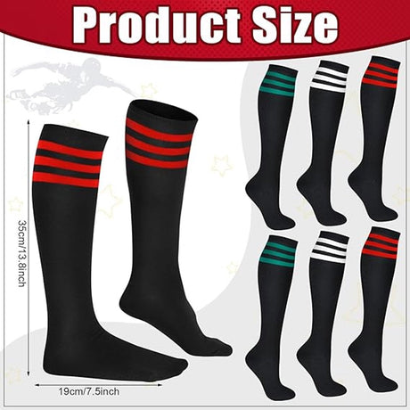 3 pairs - Socks - Striped socks - Tubular socks - Sports socks - Long socks for women - Knee socks - Women's knee socks - Warm - Simple - 3 colors - Polyester - 35*19cm