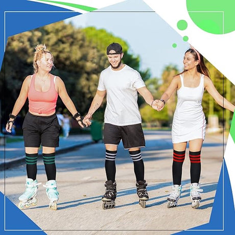 3 pairs - Socks - Striped socks - Tubular socks - Sports socks - Long socks for women - Knee socks - Women's knee socks - Warm - Simple - 3 colors - Polyester - 35*19cm