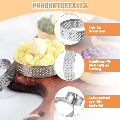 Cake ring - 6 pieces - Ø 8 cm*2 cm*0.8 mm - Stainless steel - Cake tin - Cake mould - Mousse cake mould - For baking muffins, cakes, cookies