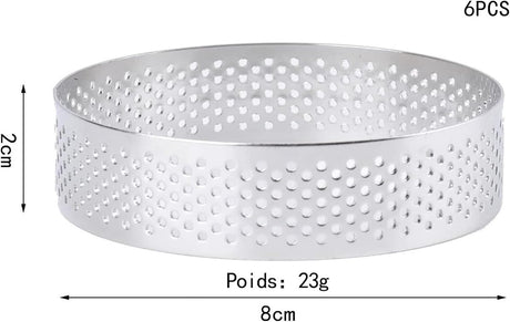 Cake ring - 6 pieces - Ø 8 cm*2 cm*0.8 mm - Stainless steel - Cake tin - Cake mould - Mousse cake mould - For baking muffins, cakes, cookies