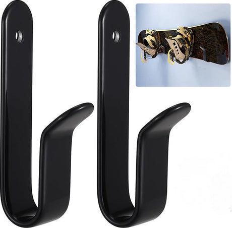 2 pieces - snowboard wall mount - skateboard wall mount - with screws - skateboard, wall mounting, display rack for skateboards, surfboards or longboards - storage hooks - black - stainless steel - hanging - 10*2*3.3cm