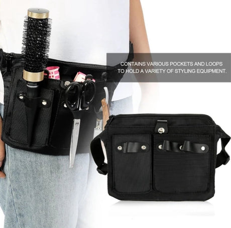 Hairdresser's Bag - Hairdresser's Belt Bag - Hairdresser's Scissor Bag - Canvas - 34*18 cm - For combs, clips - Black