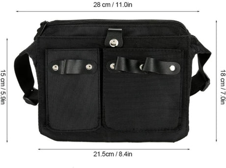 Hairdresser's Bag - Hairdresser's Belt Bag - Hairdresser's Scissor Bag - Canvas - 34*18 cm - For combs, clips - Black
