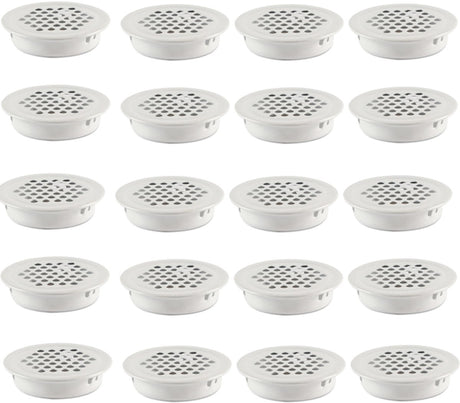 Ventilation grille - 20 pieces - 35mm - Round air grilles - Stainless steel - Ventilation holes - For bathroom, home office, kitchen - White