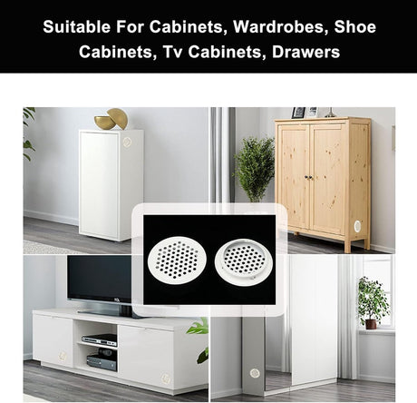 Ventilation grille - 20 pieces - 35mm - Round air grilles - Stainless steel - Ventilation holes - For bathroom, home office, kitchen - White