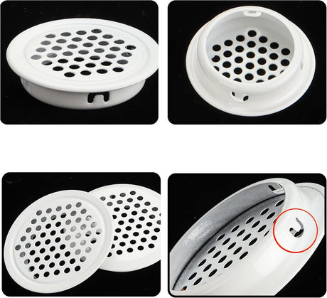 Ventilation grille - 20 pieces - 35mm - Round air grilles - Stainless steel - Ventilation holes - For bathroom, home office, kitchen - White