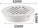 Ventilation grille - 20 pieces - 35mm - Round air grilles - Stainless steel - Ventilation holes - For bathroom, home office, kitchen - White