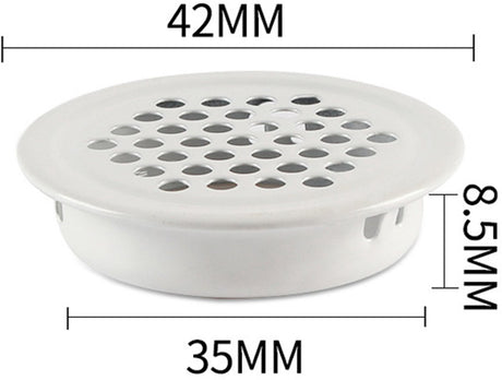 Ventilation grille - 20 pieces - 35mm - Round air grilles - Stainless steel - Ventilation holes - For bathroom, home office, kitchen - White
