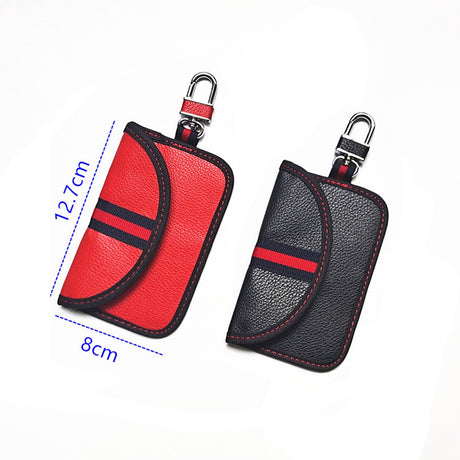 RFID Anti-theft Car Key - 2 pieces - Protective cover - Car key - Anti-theft - With hook - Car key bag - Key bag - Security - Black/Red