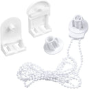 Roller Blind System with Wall Brackets - 25 mm - Roller Blind Fittings - Plastic - With 3M Bead Chain - Replacement Repair Kit for Roller Blinds - Curtain Parts - White - Suitable for Window Blinds
