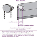 Roller Blind System with Wall Brackets - 25 mm - Roller Blind Fittings - Plastic - With 3M Bead Chain - Replacement Repair Kit for Roller Blinds - Curtain Parts - White - Suitable for Window Blinds