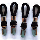 4 pieces - Towel clip - Towel rack - Kitchen towel clips - 11.5*2.3 cm - Black - Multifunctional clips - Suitable for home cupboards and bathrooms - Towel clip made of cotton rope