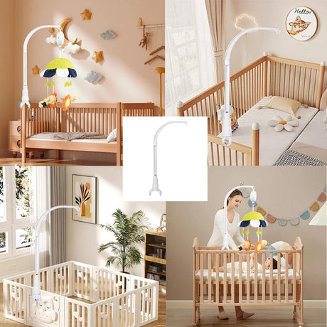 Music mobile holder - Playpen mobile stand - Stylish Playpen mobile holder - Baby mobile bracket - Mobile holder - Suitable for crib & cradle - White - 58*24 cm - Removable - Adjustable - ABS