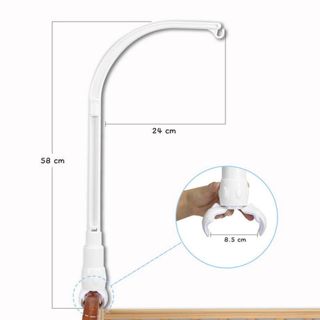 Music mobile holder - Playpen mobile stand - Stylish Playpen mobile holder - Baby mobile bracket - Mobile holder - Suitable for crib & cradle - White - 58*24 cm - Removable - Adjustable - ABS