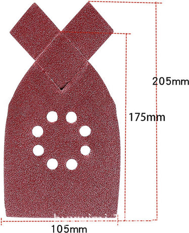 50 pieces - sandpaper - P40/60/80/100/120 grit - grit sandpaper for multi-sander - For wood and metal - 205*175*105MM (205mm at the tip of the ear) - self-adhesive - hook and loop - 8-hole sanding pads - sanders