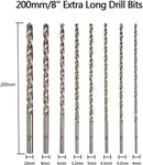 8 pieces twist drills HSS long wood twist drill set - diameters 4 mm 42 mm 45 mm 5 mm 52 mm 6 mm 8 mm 10 mm