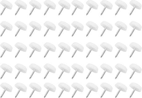 50 pieces - Chair leg protectors - Floor gliders - Floor protector - Chair leg protectors - Furniture gliders - with nail - 20mm - for table chair legs - white - plastic - Round - Floor and furniture protection - Chair parts - Anti-scratch