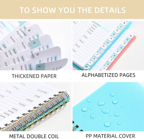Password Book - Password Booklet - Password Booklet with Alphabet - Password Organizer - Password Notebook - A6 - Blue