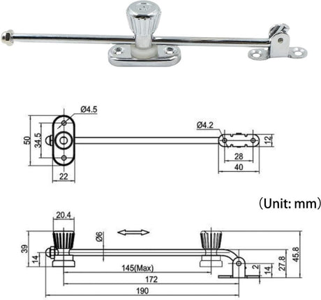 Door stopper - Door retainer - Wind hook - Door hold open - Adjustable - zinc alloy & steel - cabinet door - Tilt position reducer - Door retainer - Door hold open - Maximum angle 135° - screw fixed
