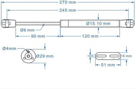 2 pieces - Gas spring for flap - Softclose Door fitting - 100N - steel - Telescopic cabinet door gas spring - Hydraulic support - Door lift damper for cabinet door or flap - Furniture mounting parts