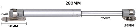2 pieces - Gas Spring - Softclose Door Fitting - 120N - Zinc Alloy - Silver - Telescopic Cabinet Door Gas Spring - Hydraulic Support - Door Lift Damper for Cabinet Door or Flap