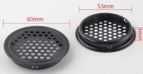 pieces - air grilles - ventilation grille cover - ventilation grille - ventilation holes - 53mm - black - round - stainless steel - for kitchen, bathroom, wardrobe, cupboard